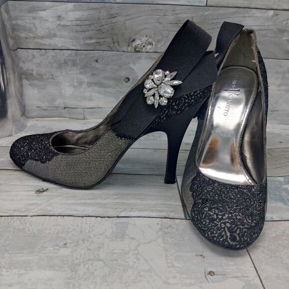 Vince Camuto 'Beauty' Heels w/ Crystal Rhinestone Lace Bow Sz 7.5 Pumps - Picture 5 of 16